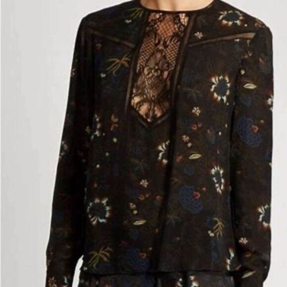 A.L.C. Noemi Silk Floral Chiffon Blouse XS 0 - Picture 3 of 9